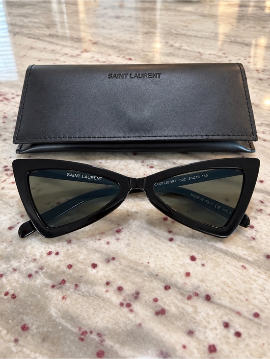 Saint Laurent Accessories - Saint Laurent Glossy Black Cat-Eye Sunglasses with Dark Lenses